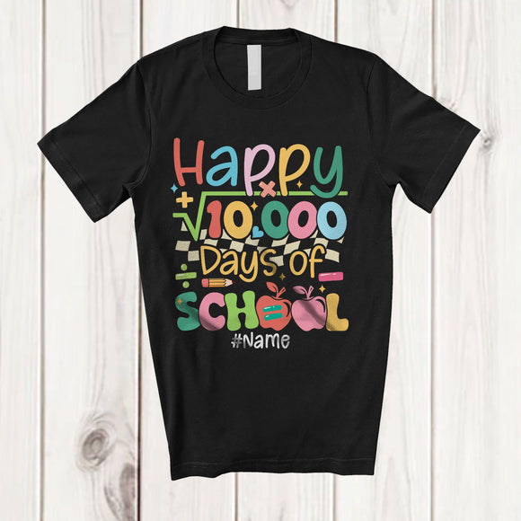 MacnyStore - Personalized Custom Name Happy 100 Days of School; Lovely Math Formula; Groovy Teacher T-Shirt