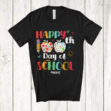 MacnyStore - Personalized Custom Name Happy 100th Day Of School; Adorable 100 Days Pencil Flowers T-Shirt