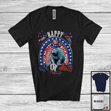 MacnyStore - Personalized Custom Name Happy 4th Of July, Humorous American Flag Rainbow Manatee, Patriotic T-Shirt