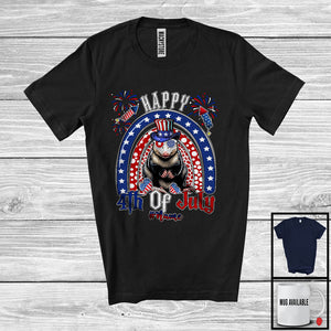 MacnyStore - Personalized Custom Name Happy 4th Of July, Humorous American Flag Rainbow Opossum, Patriotic T-Shirt