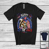 MacnyStore - Personalized Custom Name Happy 4th Of July, Humorous American Flag Rainbow Squirrel, Patriotic T-Shirt