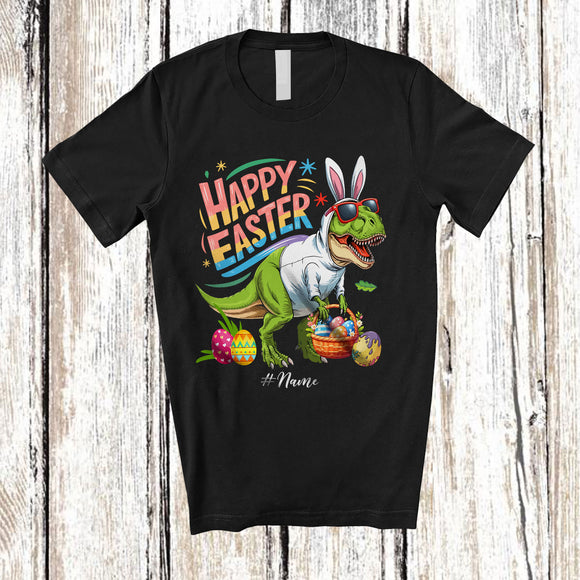 MacnyStore - Personalized Custom Name Happy Easter; Amazing Easter Bunny T-Rex; Egg Hunt Family T-Shirt