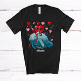 MacnyStore - Personalized Custom Name Heart Riding Manatee; Joyful Valentine Hearts Sunglasses; Sea Animal T-Shirt