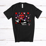 MacnyStore - Personalized Custom Name Heart Riding Orca; Joyful Valentine Hearts Sunglasses; Sea Animal T-Shirt