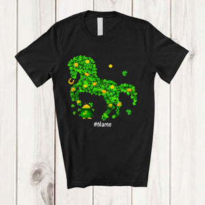 MacnyStore - Personalized Custom Name Horse Shape Shamrock; Adorable St. Patrick's Day Gold Pot; Farmer T-Shirt