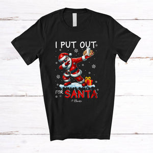 MacnyStore - Personalized Custom Name I Put Out For Santa; Fantastic Christmas Santa Dabbing Cookie Milk T-Shirt