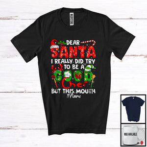 MacnyStore - Personalized Custom Name I Really Did Try To Be A Good Chef; Joyful Christmas Santa Jobs T-Shirt