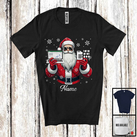 MacnyStore - Personalized Custom Name IT Manager Santa, Joyful Christmas Santa Snowing, Careers Group T-Shirt