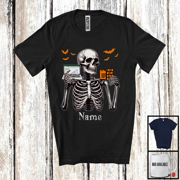 MacnyStore - Personalized Custom Name IT Manager Skeleton, Horror Halloween Costume Proud Careers Group T-Shirt