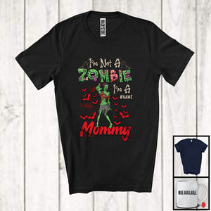 MacnyStore - Personalized Custom Name I'm Not A Zombie I'm A Mommy; Scary Halloween Family Group T-Shirt