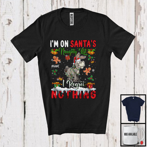MacnyStore - Personalized Custom Name I'm On Santa's Naughty List, Sarcastic Christmas Donkey, Farmer X-mas T-Shirt