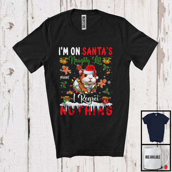 MacnyStore - Personalized Custom Name I'm On Santa's Naughty List, Sarcastic Christmas Guinea Pig, Family X-mas T-Shirt