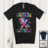 MacnyStore - Personalized Custom Name I'm Ready For 4th Grade; Joyful Back To School Dabbing Unicorn T-Shirt