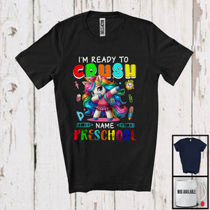 MacnyStore - Personalized Custom Name I'm Ready To Crush Preschool, Lovely First Day Of School Dabbing Unicorn T-Shirt