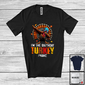 MacnyStore - Personalized Custom Name I'm The Birthday Turkey; Cheerful Thanksgiving Dabbing Turkey T-Shirt