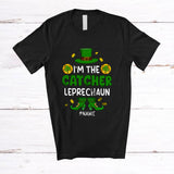 MacnyStore - Personalized Custom Name I'm The Catcher Leprechaun; Lovely St. Patrick's Day Softball Shamrocks T-Shirt