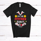 MacnyStore - Personalized Custom Name I'm The Pitcher Bunny; Lovely Easter Eggs Hunting; Softball Player T-Shirt