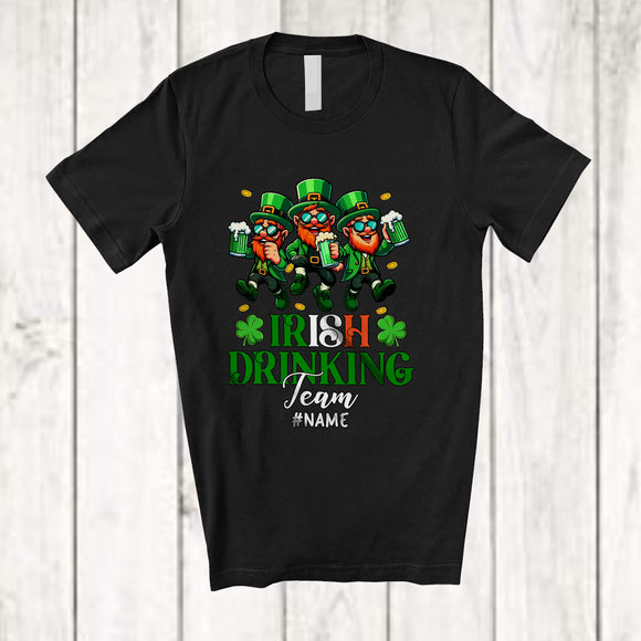 MacnyStore - Personalized Custom Name Irish Drinking Team; Joyful St. Patrick's Day 3 Drunker Leprechaun Beer T-Shirt