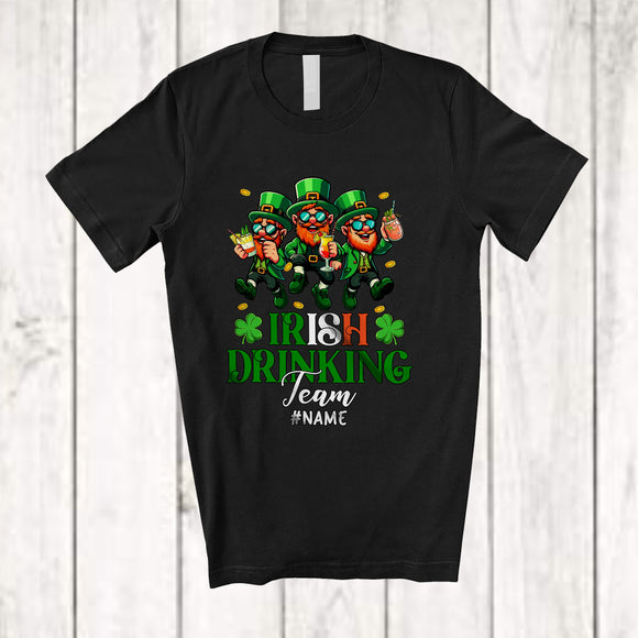 MacnyStore - Personalized Custom Name Irish Drinking Team; Joyful St. Patrick's Day 3 Drunker Leprechaun Cocktail T-Shirt