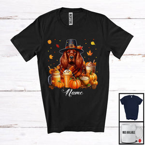 MacnyStore - Personalized Custom Name Irish Setter Coffee Smoothie, Lovely Thanksgiving Pumpkin Drinks T-Shirt