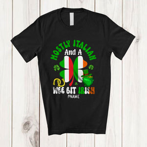 MacnyStore - Personalized Custom Name Italian Wee Bit Irish; Joyful St. Patrick's Day Shamrock Flag; Family T-Shirt