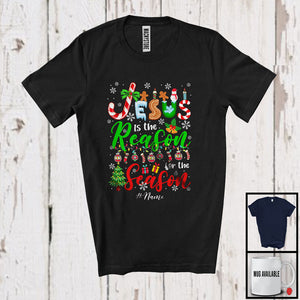 MacnyStore - Personalized Custom Name Jesus Is The Reason For The Season; Awesome Christmas Lights Family T-Shirt