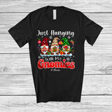 MacnyStore - Personalized Custom Name Just Hanging With My Gnomies; Wonderful Christmas Plaid Gnomes T-Shirt