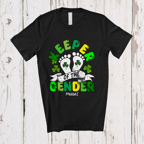 MacnyStore - Personalized Custom Name Keeper Of The Gender; Awesome Pregnancy St. Patrick's Day Shamrocks T-Shirt