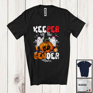 MacnyStore - Personalized Custom Name Keeper Of The Gender; Lovely Reveal Baby Halloween Boo Pumpkin T-Shirt