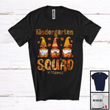 MacnyStore - Personalized Custom Name Kindergarten Squad; Happy Thanksgiving Plaid Three Gnomes; Teacher T-Shirt