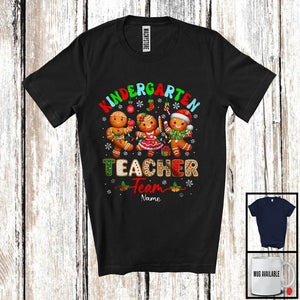 MacnyStore - Personalized Custom Name Kindergarten Teacher Team; Joyful Christmas 3 Gingerbreads; Teaching T-Shirt