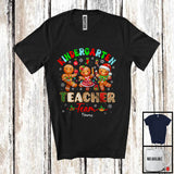 MacnyStore - Personalized Custom Name Kindergarten Teacher Team; Joyful Christmas 3 Gingerbreads; Teaching T-Shirt