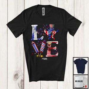 MacnyStore - Personalized Custom Name LOVE, Joyful 4th Of July Chef Lunch Lady Firecracker, American Patriotic T-Shirt