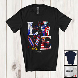 MacnyStore - Personalized Custom Name LOVE, Joyful 4th Of July Dentist Firecracker, American Patriotic T-Shirt