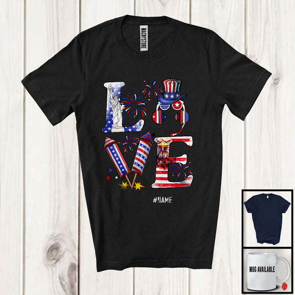 MacnyStore - Personalized Custom Name LOVE, Joyful 4th Of July Dispatcher Firecracker, American Patriotic T-Shirt