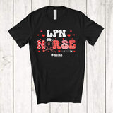 MacnyStore - Personalized Custom Name LPN Nurse; Amazing Valentine Plaid Hearts Stethoscope; Nursing T-Shirt