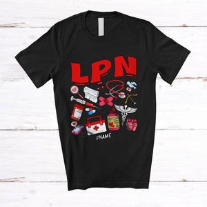 MacnyStore - Personalized Custom Name LPN; Wonderful Valentine  LPN Nurse Tools; Hearts Nursing T-Shirt