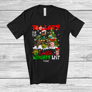 MacnyStore - Personalized Custom Name Lazy For The Santa's Naughty List; Awesome Christmas Santa Slow Turtle T-Shirt