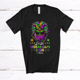 MacnyStore - Personalized Custom Name Let The Shenanigans Begin; Joyful Mardi Gras Masked Bowling Beads T-Shirt