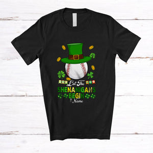 MacnyStore - Personalized Custom Name Let The Shenanigans Begin; Lovely St. Patrick's Day Leprechaun Baseball T-Shirt