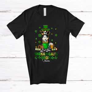 MacnyStore - Personalized Custom Name Let The Shenanigans Begin; Lovely St. Patrick's Day Leprechaun Beagle T-Shirt