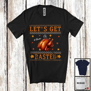 MacnyStore - Personalized Custom Name Let's Get Basted; Humorous Thanksgiving Roast Turkey Sweater; Dinner T-Shirt