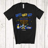 MacnyStore - Personalized Custom Name Let's Get Lit; Fantastic Hanukkah Chanukah Menorah Dreidel T-Shirt