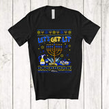 MacnyStore - Personalized Custom Name Let's Get Lit; Fantastic Hanukkah Chanukah Sweater; Menorah Dreidel T-Shirt