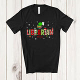 MacnyStore - Personalized Custom Name Librarian; Lovely Christmas Plaid Green Santa Hand; Librarian Squad T-Shirt