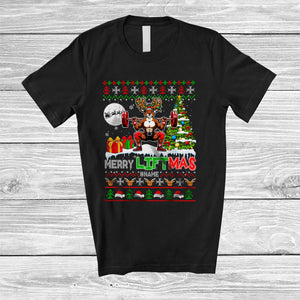 MacnyStore - Personalized Custom Name Liftmas; Merry Christmas Muscle Reindeer Weightlifting; Sweater Workout T-Shirt