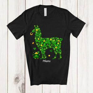 MacnyStore - Personalized Custom Name Llama Shape Shamrock; Adorable St. Patrick's Day Gold Pot; Animal T-Shirt