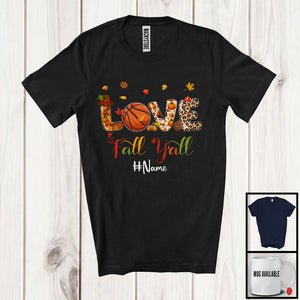 MacnyStore - Personalized Custom Name Love Fall Y'All; Amazing Thanksgiving Autumn Basketball Player; Sport T-Shirt