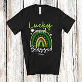 MacnyStore - Personalized Custom Name Lucky And Blessed; Amazing St. Patrick's Day Rainbow Shamrocks T-Shirt