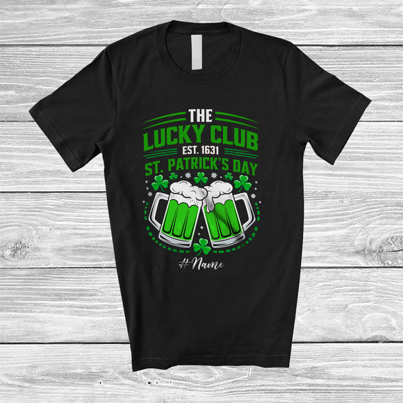 MacnyStore - Personalized Custom Name Lucky Club Est 1631; Cheerful St. Patrick's Day Drinking Beer; Drunk T-Shirt